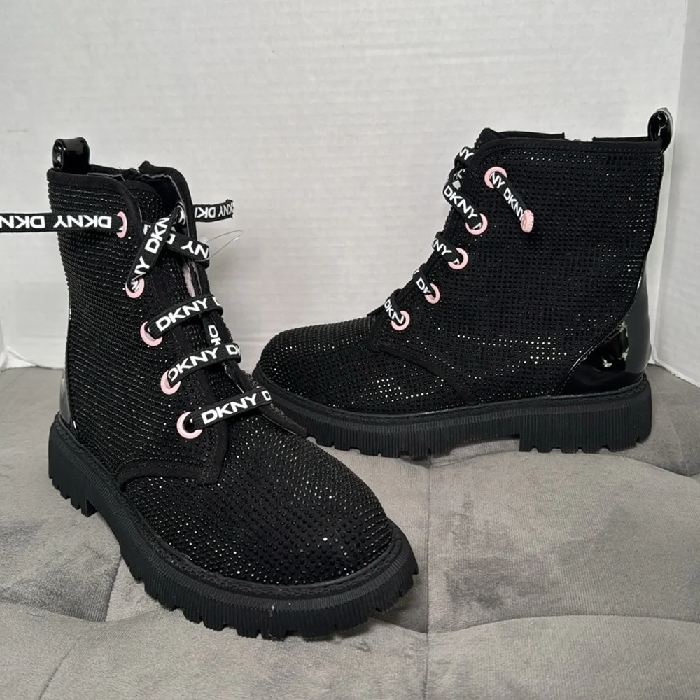 DKNY Girls Ava Speed Moto Sparkle Boots Size 4 NWOT